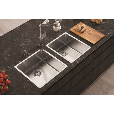 ALVEUS Kombino 20, nerūdijančio plieno plautuvė (montuojama ant stalviršio arba įleidžiama)