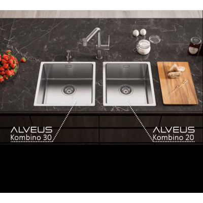 ALVEUS Kombino 20, nerūdijančio plieno plautuvė (montuojama ant stalviršio arba įleidžiama)