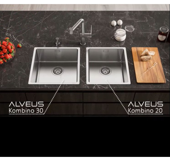 ALVEUS Kombino 20, nerūdijančio plieno plautuvė (montuojama ant stalviršio arba įleidžiama)