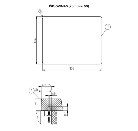 ALVEUS Kombino 50 nerūdijančio plieno plautuvė (montuojama po stalviršiu)