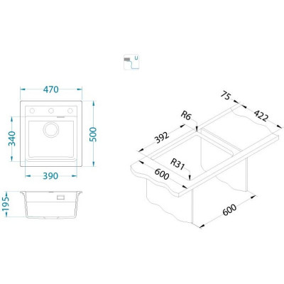 ALVEUS Atrox 20 granitinė plautuvė (Black edition)