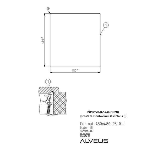 ALVEUS Atrox 20 granitinė plautuvė (Black edition)