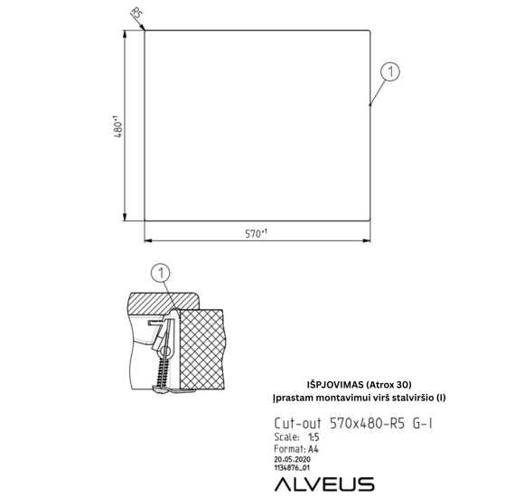 ALVEUS Atrox 30 granitinė plautuvė (Black edition)