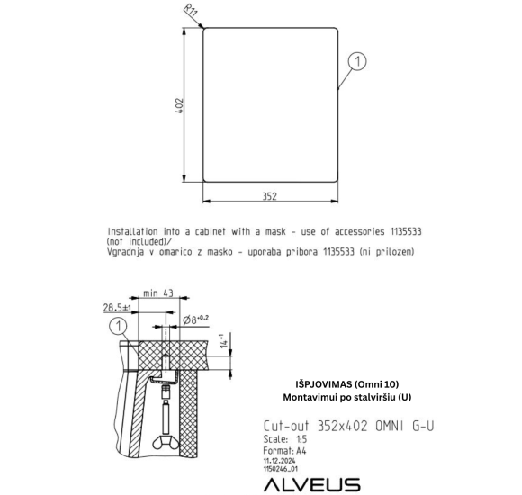 ALVEUS Omni 10 granitinė plautuvė (Black Edition)