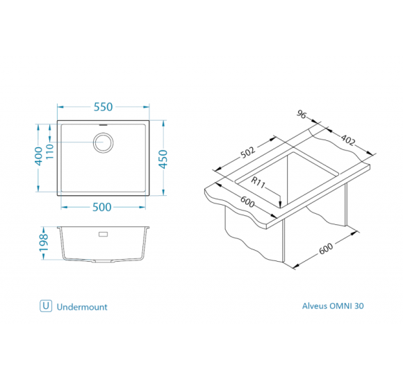 ALVEUS Omni 30 granitinė plautuvė (Black Edition)