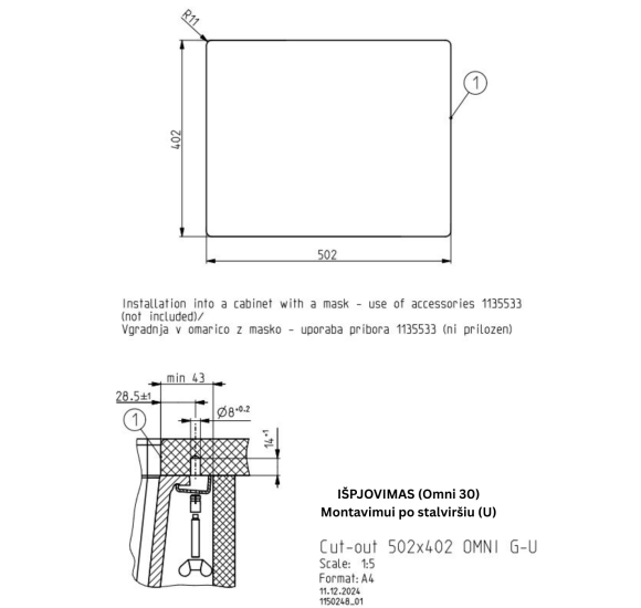 ALVEUS Omni 30 granitinė plautuvė (Black Edition)