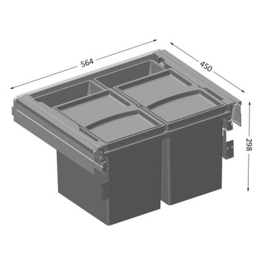 ALVEUS Albio 50 šiukšlių rūšiavimo sistema, 2x17l + 2x1l