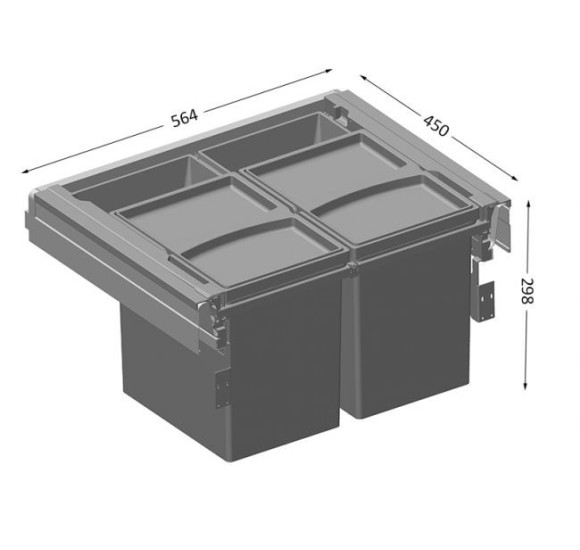 ALVEUS Albio 50 šiukšlių rūšiavimo sistema, 2x17l + 2x1l