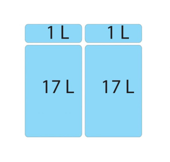 ALVEUS Albio 50 šiukšlių rūšiavimo sistema, 2x17l + 2x1l