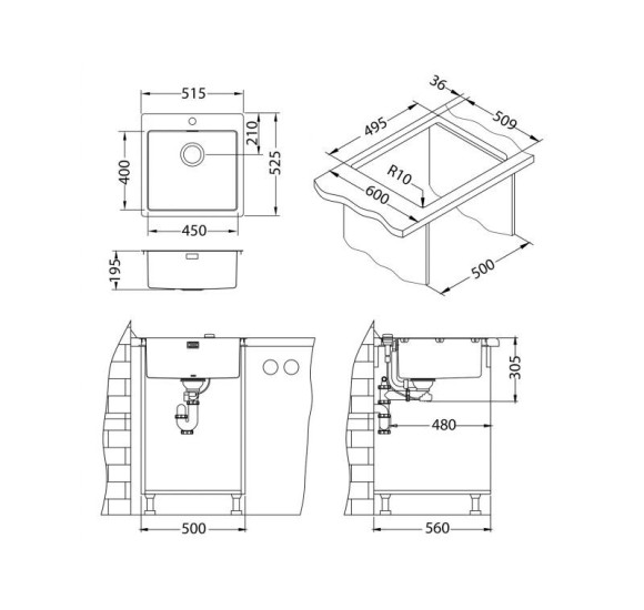 ALVEUS Monarch Pure 30 nerūdijančio plieno plautuvė
