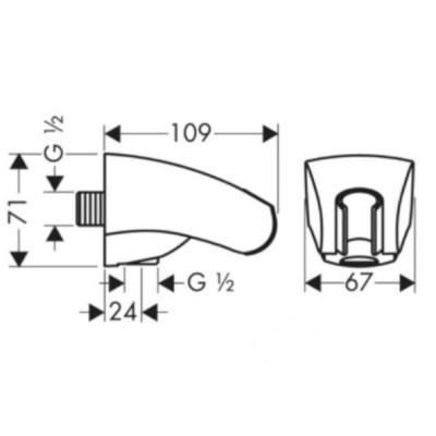 IŠPARDAVIMAS. Hansgrohe sieninė jungtis - laikiklis dušo galvutei, chromo sp.