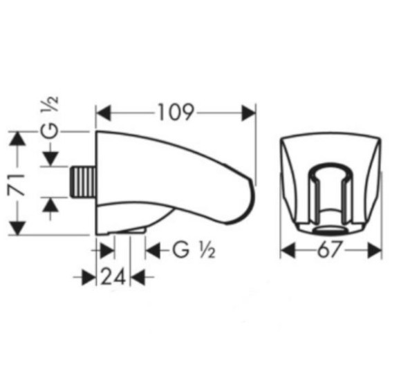 IŠPARDAVIMAS. Hansgrohe sieninė jungtis - laikiklis dušo galvutei, chromo sp.