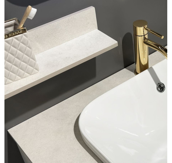 IŠPARDAVIMAS. Kame Universalus HPL stalviršis, su išpjova MOVADO praustuvui kairėje pusėje, 200cm Smėlinis akmuo HPL