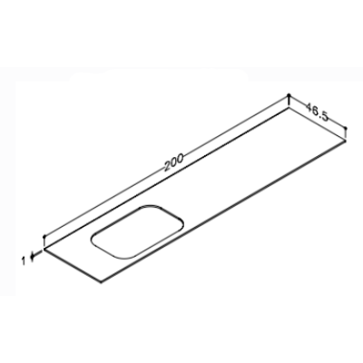 IŠPARDAVIMAS. Kame Universalus HPL stalviršis, su išpjova MOVADO praustuvui kairėje pusėje, 200cm Smėlinis akmuo HPL