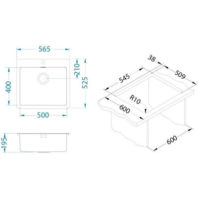 ALVEUS Monarch Pure 70 nerūdijančio plieno plautuvė