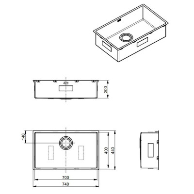 ALVEUS Monarch Quadrix 60 nerūdijančio plieno plautuvė