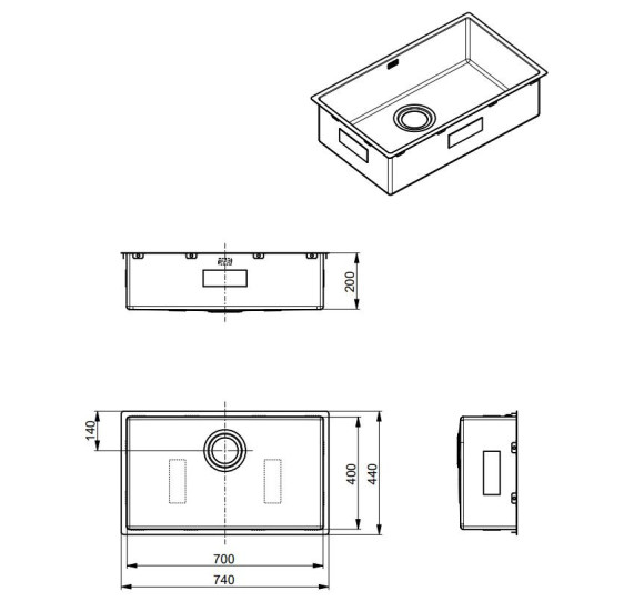ALVEUS Monarch Quadrix 60 nerūdijančio plieno plautuvė