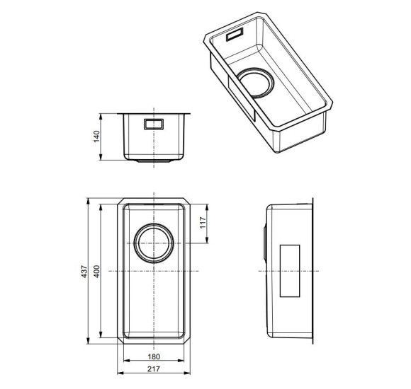 ALVEUS Monarch Kombino 10 nerūdijančio plieno plautuvė