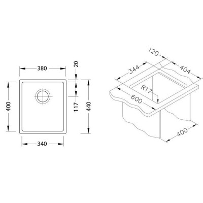 ALVEUS Monarch Kombino 20 nerūdijančio plieno plautuvė