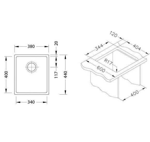 ALVEUS Monarch Kombino 20 nerūdijančio plieno plautuvė