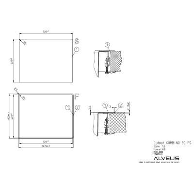 ALVEUS Monarch Kombino 50 nerūdijančio plieno plautuvė (montuojama lygiai su stalviršiu arba virš jo)
