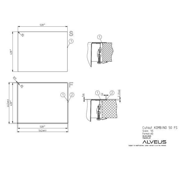 ALVEUS Monarch Kombino 50 nerūdijančio plieno plautuvė (montuojama lygiai su stalviršiu arba virš jo)
