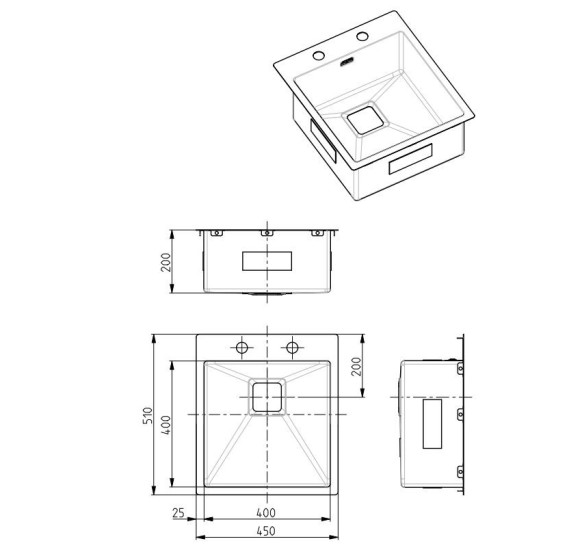 ALVEUS Stylux 10 nerūdijančio plieno plautuvė