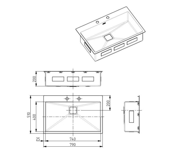 ALVEUS Stylux 40 nerūdijančio plieno plautuvė