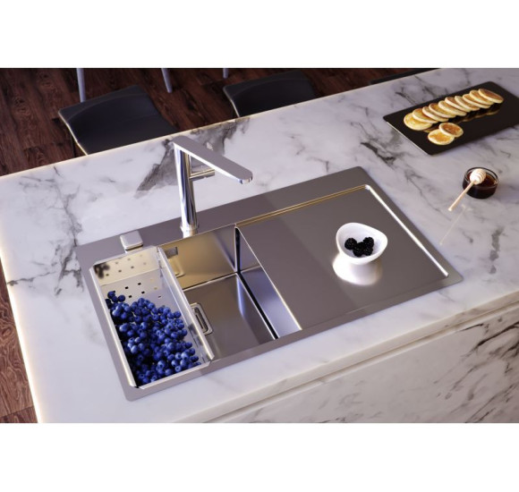 ALVEUS Stylux 50 nerudijančio plieno plautuvė, kairė pusė