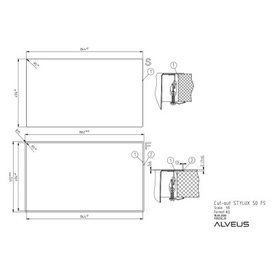 ALVEUS Stylux 50 nerudijančio plieno plautuvė, kairė pusė
