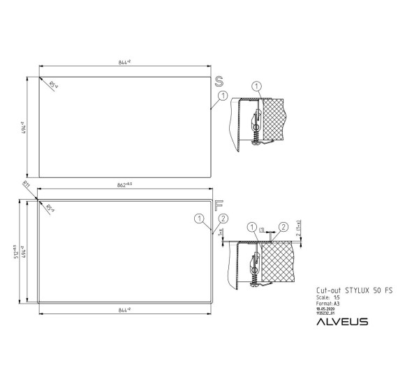 ALVEUS Stylux 50 nerudijančio plieno plautuvė, dešinė pusė