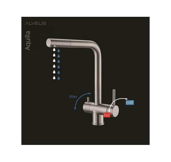 ALVEUS Aquila maišytuvas plautuvei, su galimybe prijungti filtrą (pasirenkama spalva)