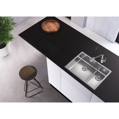 ALVEUS Nox 90 dviguba nerūdijančio plieno plautuvė (kairė)