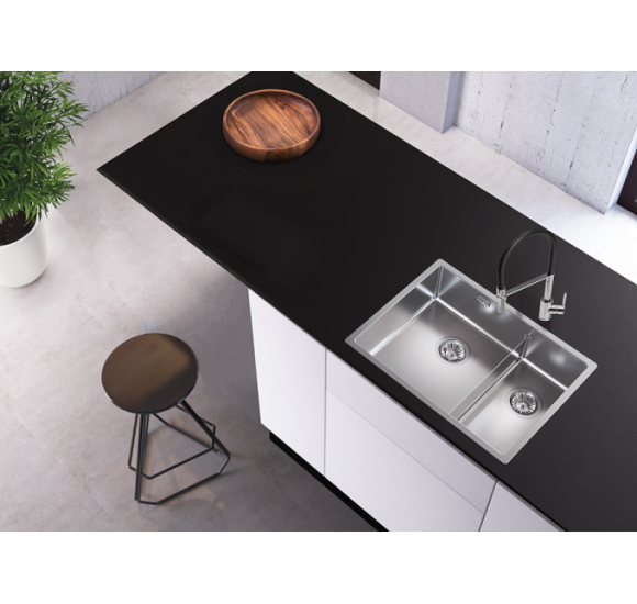 ALVEUS Nox 90 dviguba nerūdijančio plieno plautuvė (kairė)