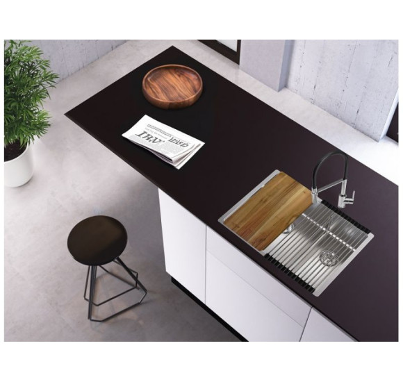 ALVEUS Nox 90 dviguba nerūdijančio plieno plautuvė (kairė)