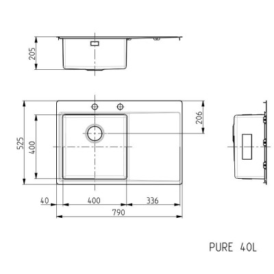 ALVEUS Pure 40 nerūdijančio plieno plautuvė (kairė)