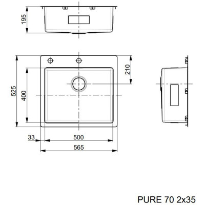 ALVEUS Pure 70 nerūdijančio plieno plautuvė