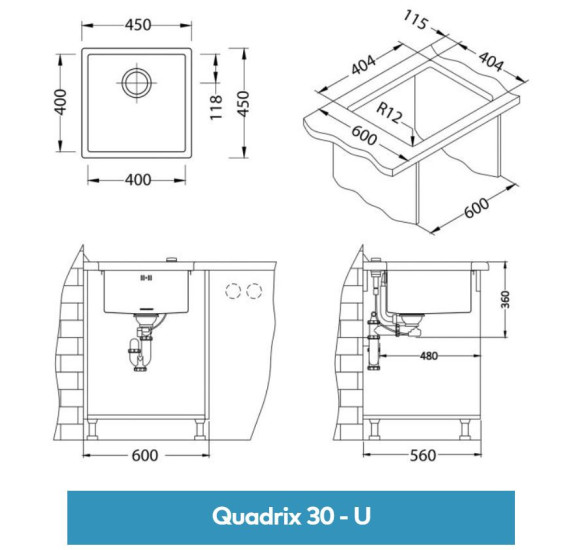 ALVEUS Quadrix 30 nerūdijančio plieno plautuvė