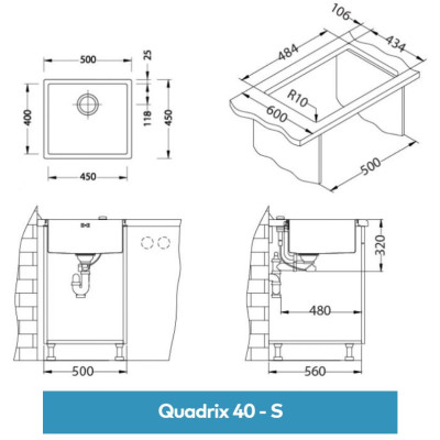 ALVEUS Quadrix 40 nerūdijančio plieno plautuvė