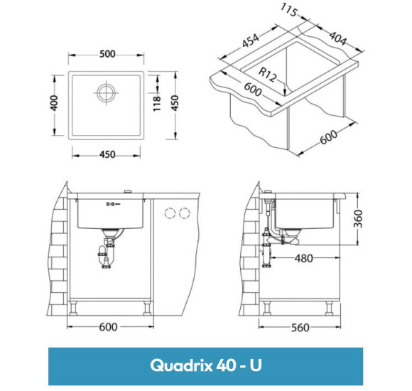 ALVEUS Quadrix 40 nerūdijančio plieno plautuvė