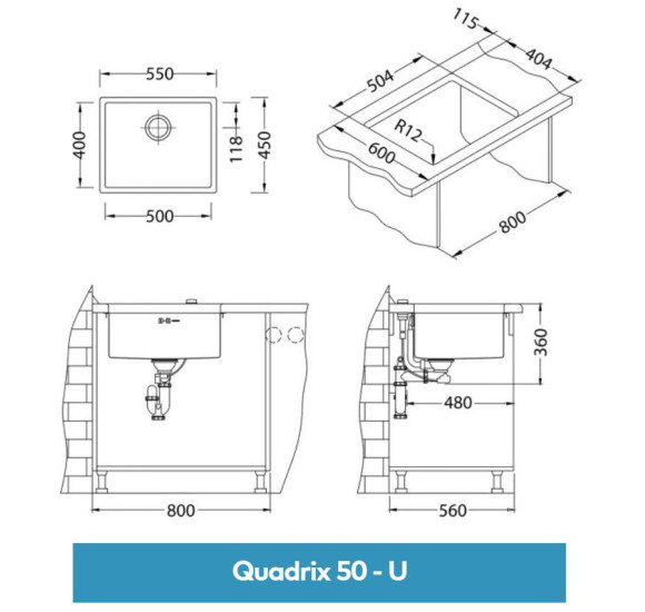 ALVEUS Quadrix 50 nerūdijančio plieno plautuvė