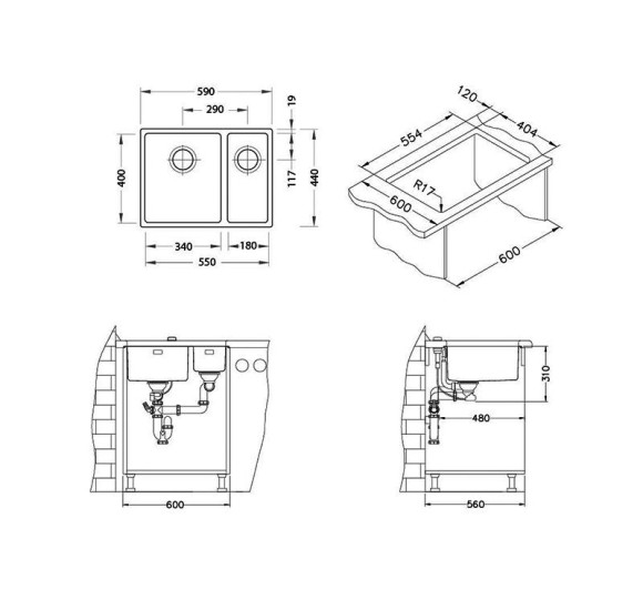 ALVEUS Kombino 120 nerūdijančio plieno plautuvė