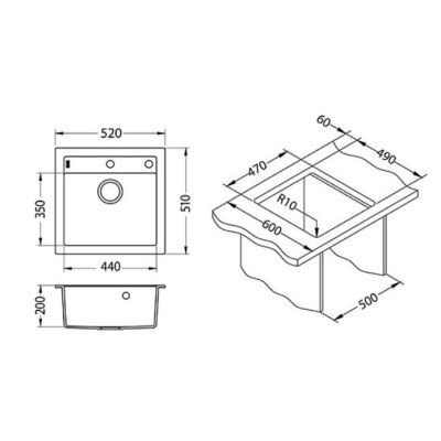 ALVEUS Formic 20 granitinė plautuvė (pasirenkama spalva)