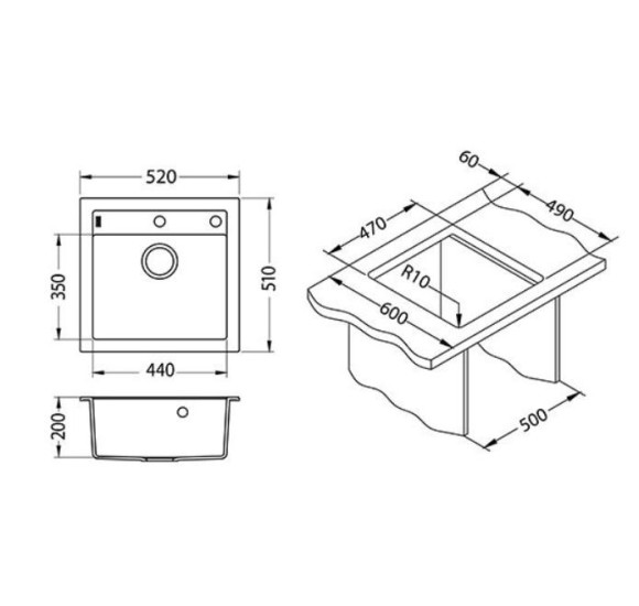 ALVEUS Formic 20 granitinė plautuvė (pasirenkama spalva)