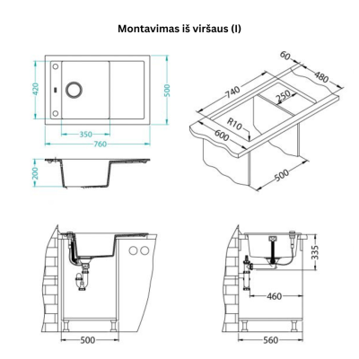 ALVEUS Formic 30 granitinė plautuvė (pasirenkama spalva)