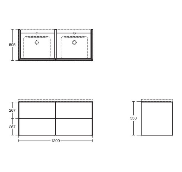 Ideal Standard Conca praustuvo spintelė 1200x505x550, šviesus ąžuolas (tikros medienos lukštas)