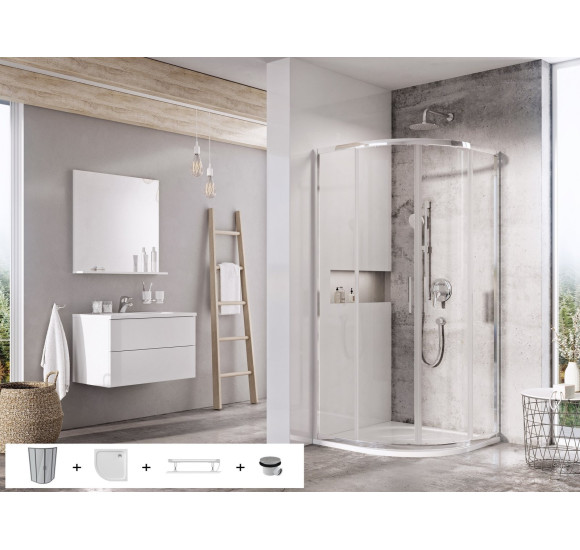 Ravak dušo komplektas 5in1 Blix Slim BLSCP4, 80x80, chromo spalvos profiliai