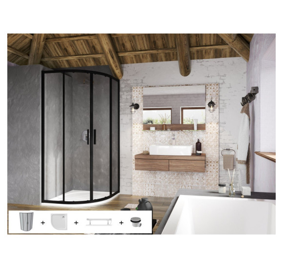 Ravak dušo komplektas 5in1 Blix Slim BLSCP4, 90x90 (pasirenkama profilių spalva)