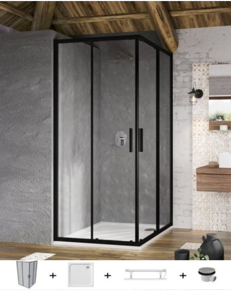 Ravak Blix Slim BLSRV2 5in1 dušo komplektas, 80x80 (pasirenkama profilių spalva)