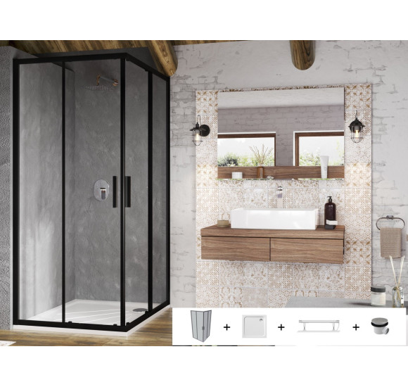 Ravak Blix Slim BLSRV2 5in1 dušo komplektas, 80x80 (pasirenkama profilių spalva)